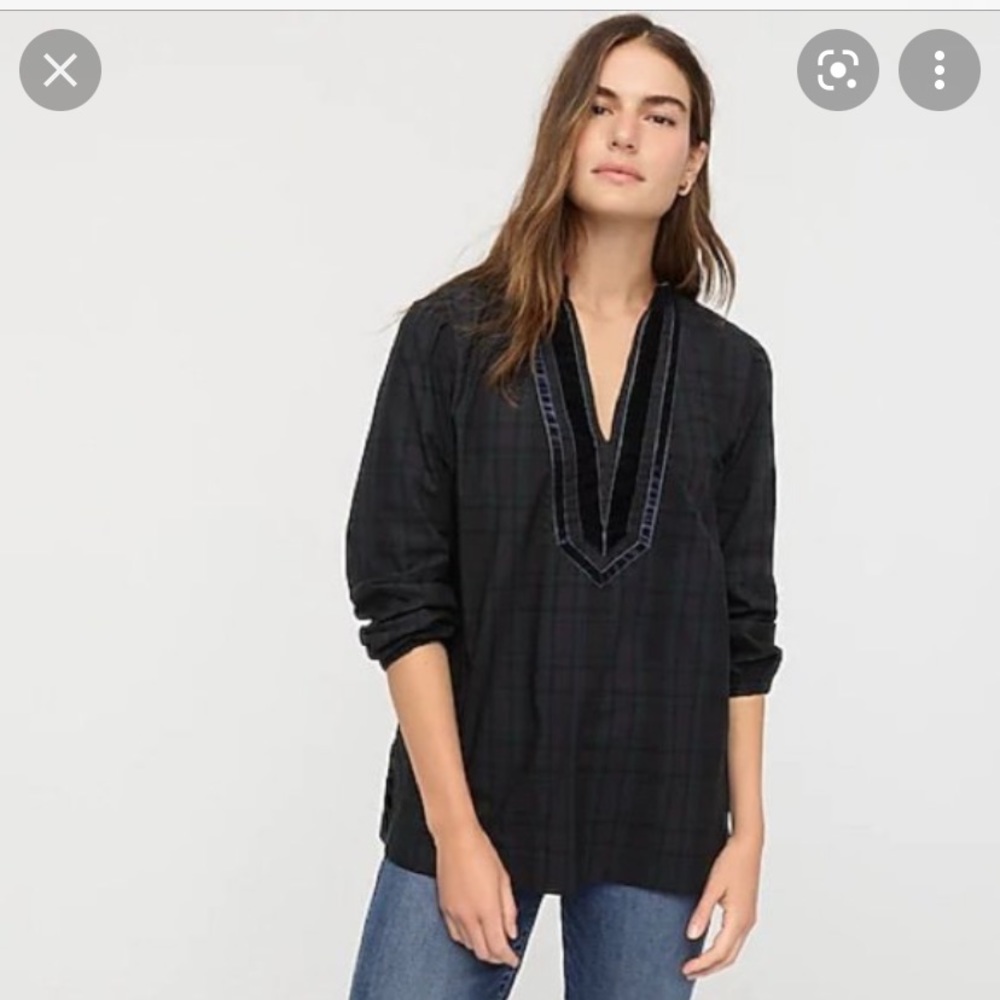 J. Crew Black Plaid Women's Top